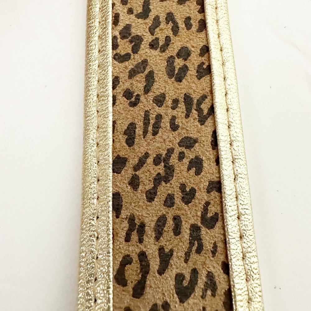 vintage Accessories by Pearl metallic gold & leopard suede BELT ladies LARGE - Picture 8 of 10